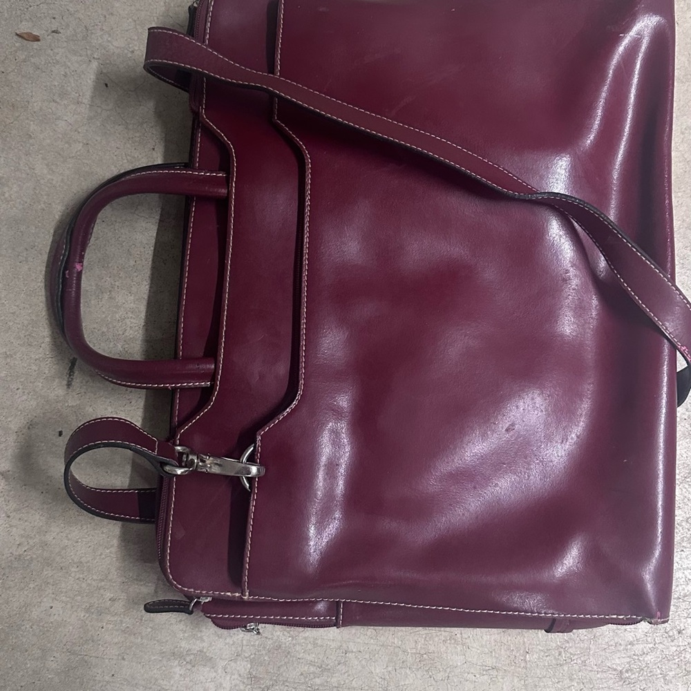 Leather Briefcase Bag in Burgundy